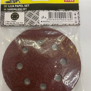 Set de lija papel Toro Negro 5 piezas 115 mm granos P40 P60 P80 P100 P120 para madera y metal